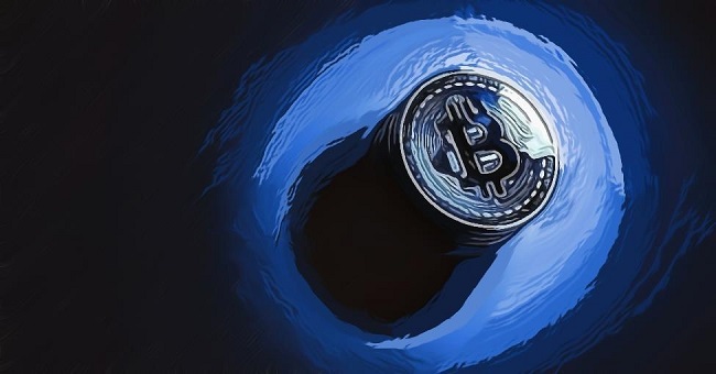 Bitcoin with dark ominous background