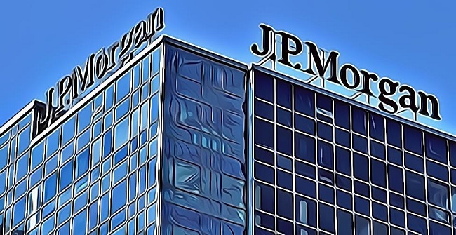 JPMorgan blockchain on a building