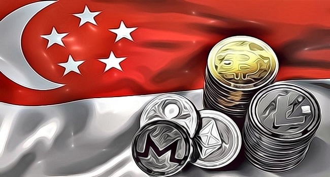 Singapore Flag with Cryptocurrencies
